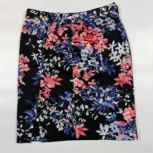 Talbots Pencil & Straight Skirt Women Petite 10 Multi Floral Front Slit Side Zip